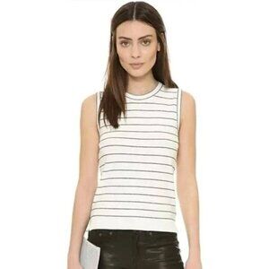 Striped Theory‎ Sleeveless Knit Top M White & Black